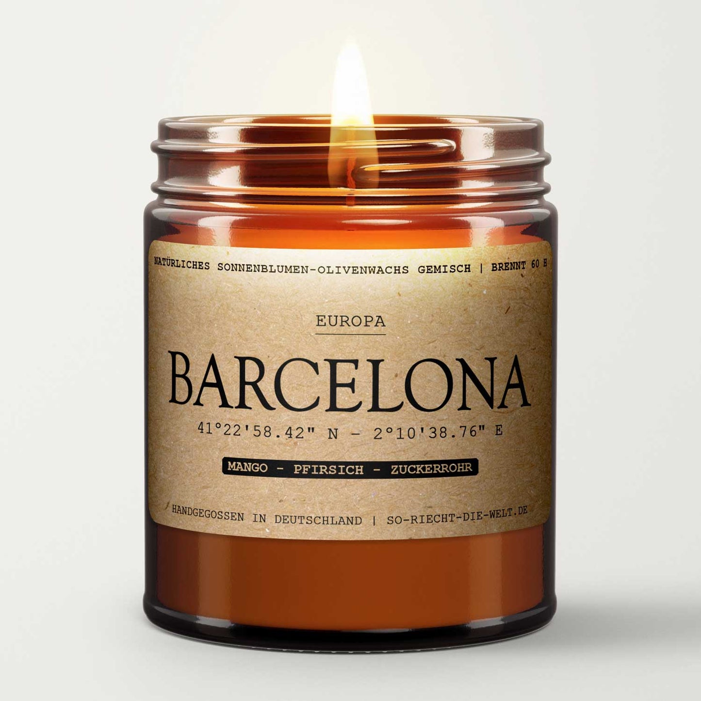 Barcelona Duftkerze - Mango | Pfirsich | Zuckerrohr