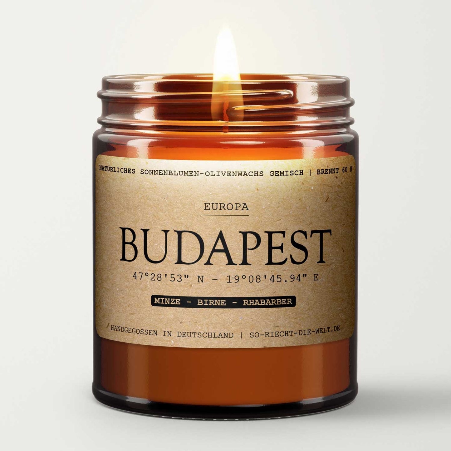 Budapest Duftkerze - Minze | Birne | Rhabarber