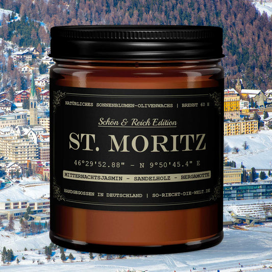 St. Moritz Kerze - Schön & Reich Edition - Mitternachtsjasmin  | Sandelholz | Bergamotte