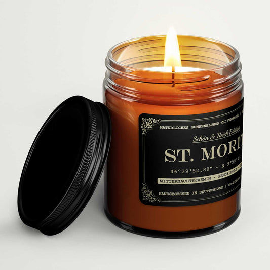 St. Moritz Kerze - Schön & Reich Edition - Mitternachtsjasmin  | Sandelholz | Bergamotte