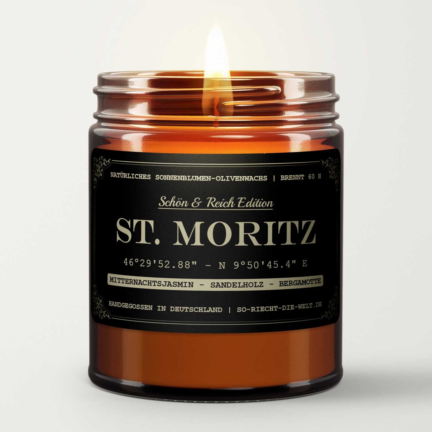 St. Moritz Kerze - Schön & Reich Edition - Mitternachtsjasmin  | Sandelholz | Bergamotte